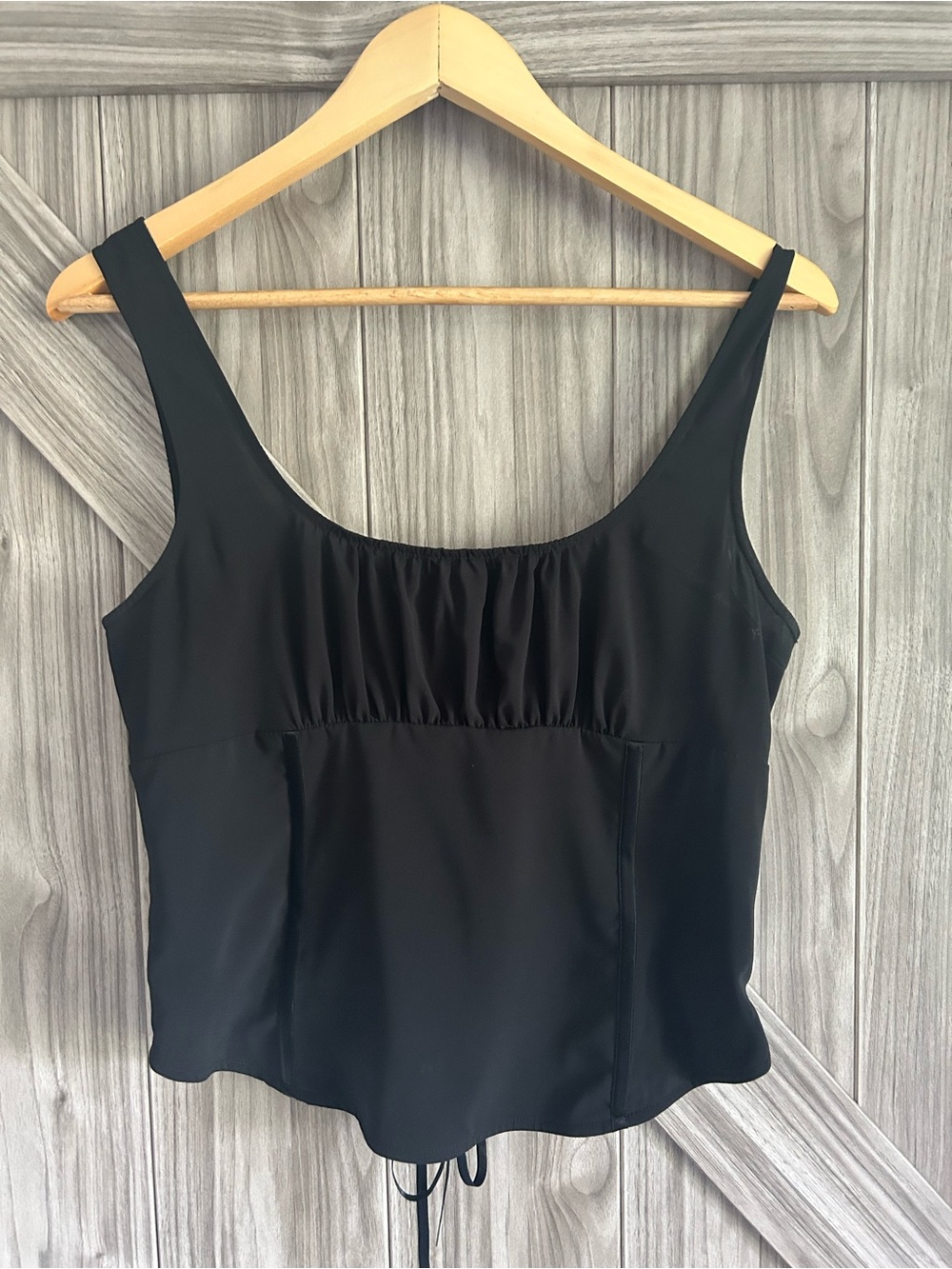 Vintage Tristan & Iseult Black Lace-Up Corset Crop Top - Size L